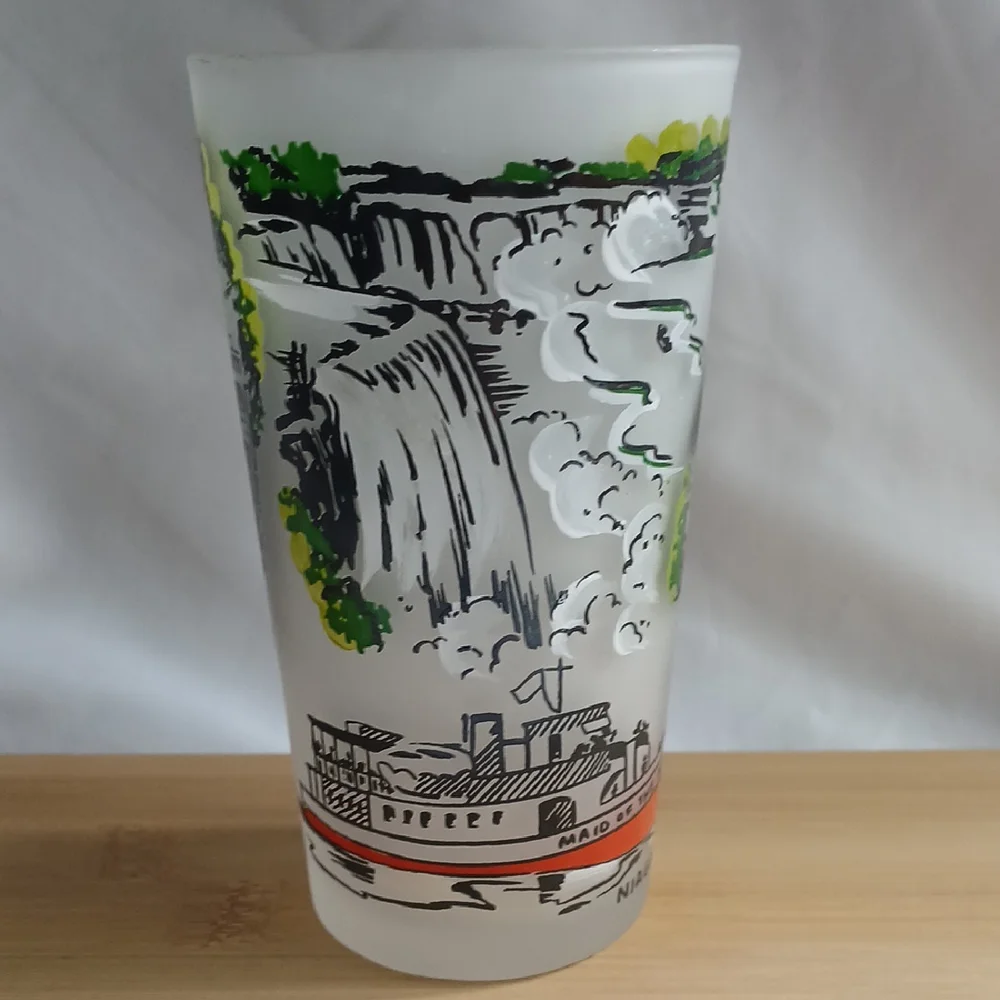 Vintage Hazel Atlas Niagara Falls Frosted Souvenir Tumbler